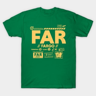 Vintage Fargo FAR Airport Code Travel Day Retro Travel Tag North Dakota T-Shirt